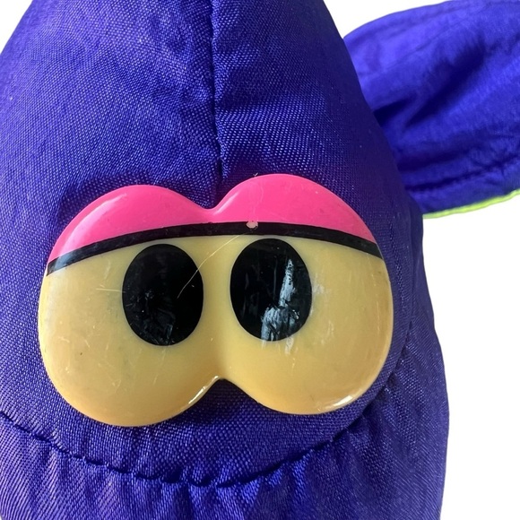 Vintage Fisher-Price Puffalump Dino Roar Plush Nylon Squeaky Toy Neon Bright GUC - Picture 9 of 14